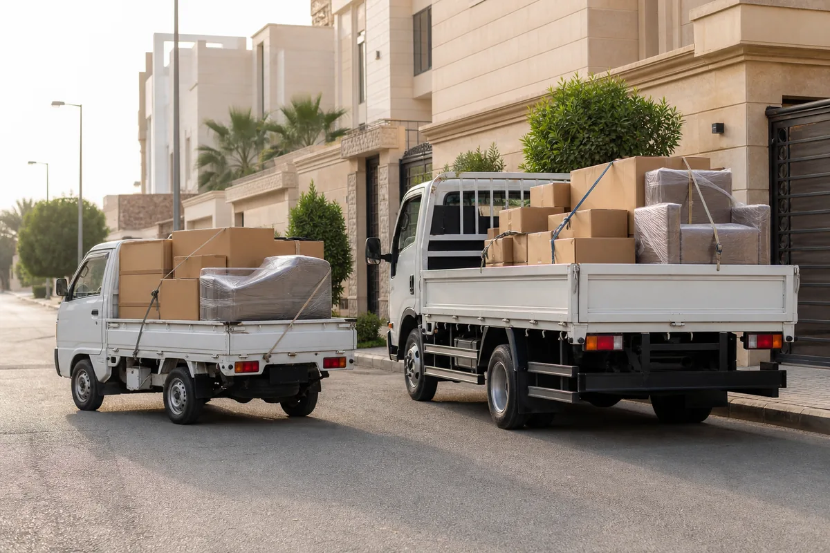 الدباب أم الونيت جدة — دباب وونيت محملان بأغراض منزلية للنقل داخل جدة